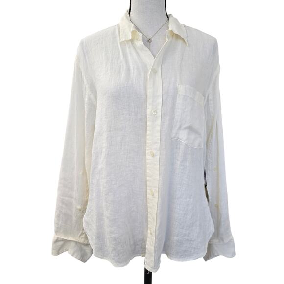 NWT Citizens of Humanity Linen White Button Down Shirt S Minimalist QuietLuxury - Picture 1 of 11